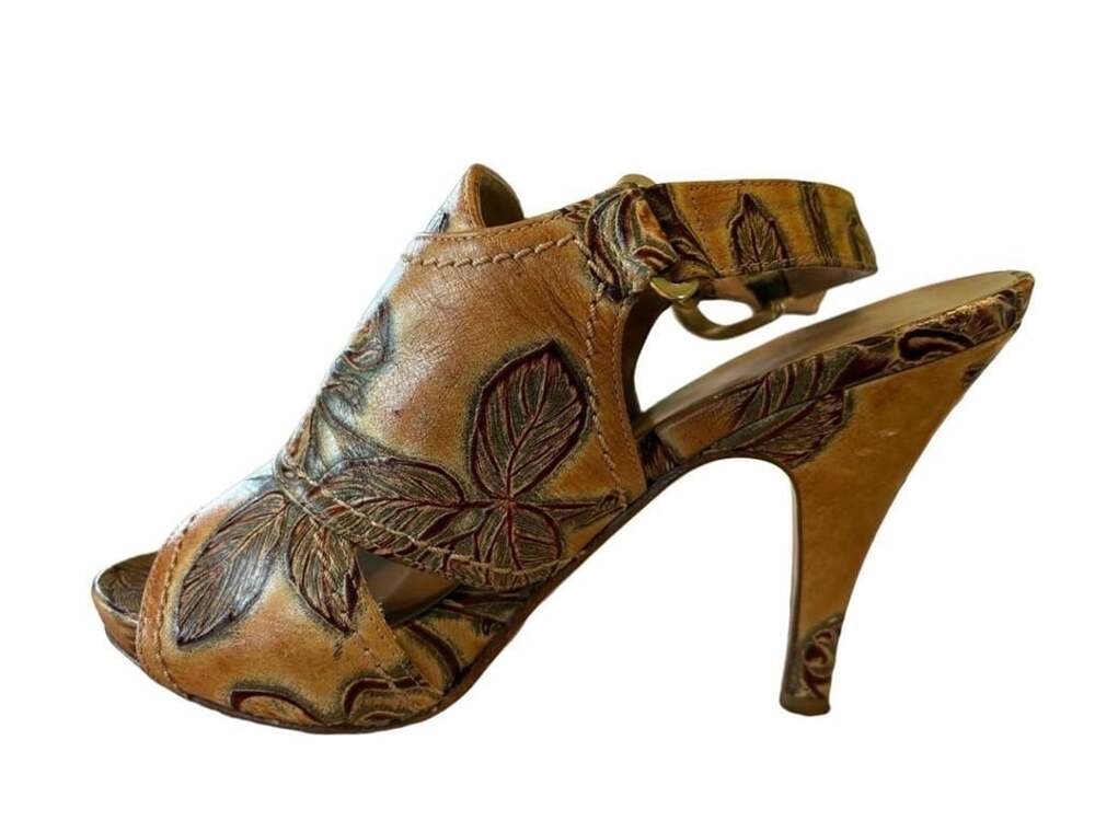 EUC Cuoieria Fiorentina Italian designer open toe ankle boot heels, Sz 36/6.5 - Picture 4 of 13